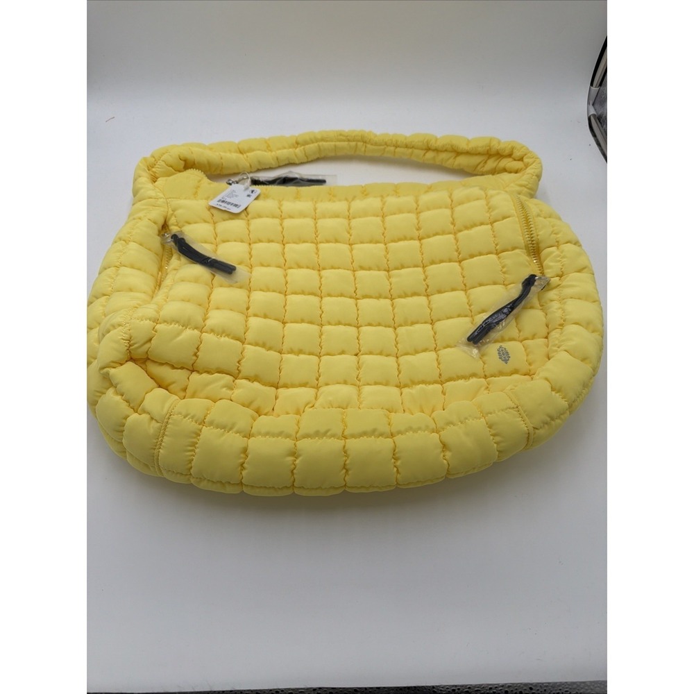 Free People Quilted Carryall Tote Bag Sun Yellow New with Tags $78 MSRP - Picture 2 of 5